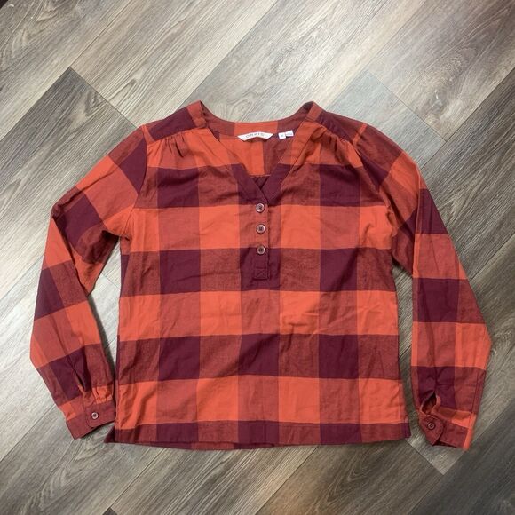 Orvis Blouse Button Shirt Red Plaid Super Soft Lightweight Women Size M - Picture 1 of 8